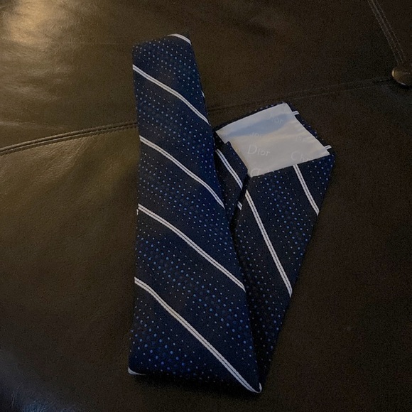 Christian Dior tie multi blue with white stripe - Picture 1 of 2